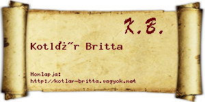Kotlár Britta névjegykártya